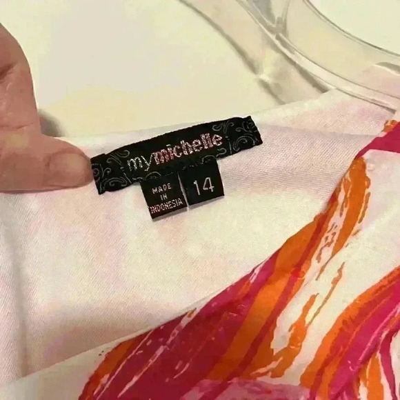 My Michelle Girls Pink Pleated Swirls Strappy Dress Mid Length Embellished 14 - Picture 3 of 9